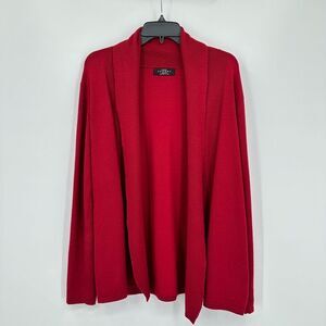 Made‎ By Johnny Sweater Womens M Red Cardigan Open Front Minimalist Drape Neck